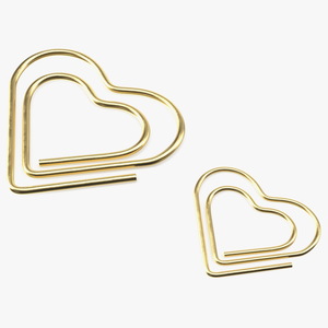 Paper Clip Heart Shape Gold 3D