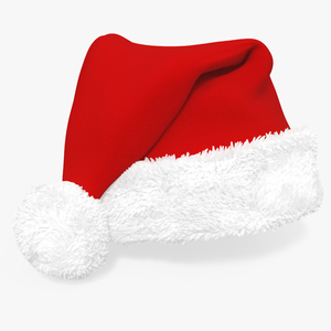 3D Christmas Santa Claus Red Hat Fur model