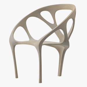 Three Legs Modern Chair Light Wood 3D model