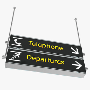 Airport Signs Telephone Departures 3D model