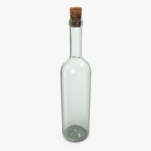 3D Empty Glass Bottle With Cork model