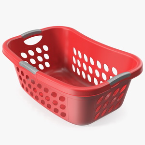 Large Plastic Laundry Basket Red 3D