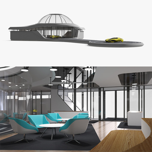 3D model Urban Air Port with Futuristic Flying Vehicle