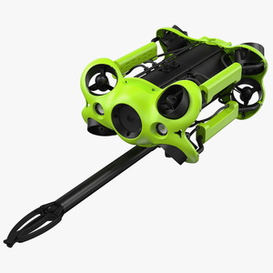 3D Professional Underwater Drone with Robotic Arm Rigged model