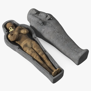 3D Sarcophagus and Mummy with Ankh