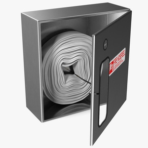 Fire Hose Reel Stainless Steel Cabinet Set 3D