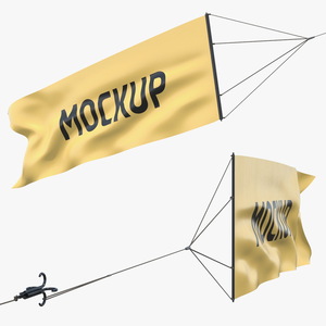 3D Yellow Big Aerial Banner Mockup