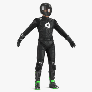 3D model Motorcycle Rider Wearing Black Suit