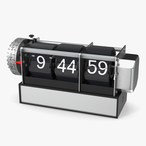 3D Vintage Flip Clock Time Selected Black model
