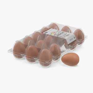 Realistic Egg Tray Packaging with Brown Eggs 3D model