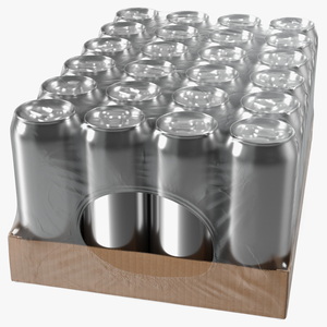 3D Transparent Pack with 24pcs 500ml Aluminium Cans model