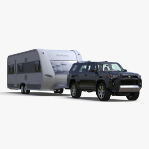 3D model Toyota 4Runner Towing Caravan Hobby