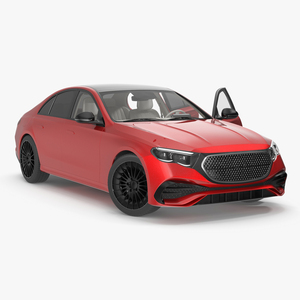 3D Luxury Car Red Sedan Rigged for Maya