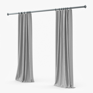 Classic Curtains on Metal Rod 3D model