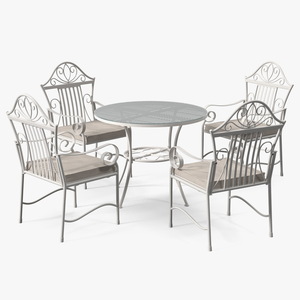 3D White Wrought Iron Furniture model