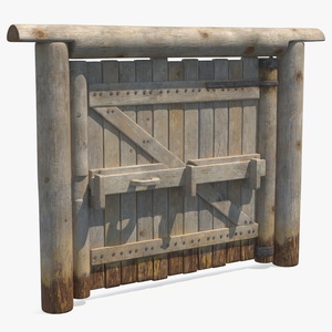 3D Village Old Wooden Gate model