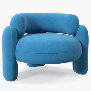 Blue Rounded Silhouette Armchair 3D