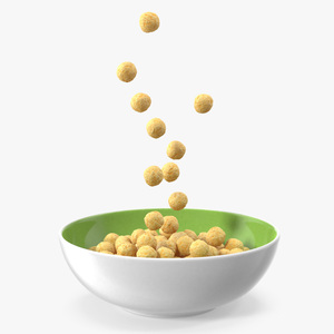 3D model Cereal Balls Falling into Bowl