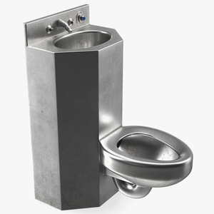 3D Dirty Stainless Steel Toilet model