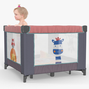 3D model Toddler Girl in Textile Playpen Fur