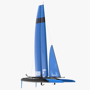 3D Foiling Race Yacht Blue model