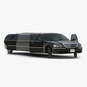 Lincoln Stretch Car Limousine Black Rigged 3D