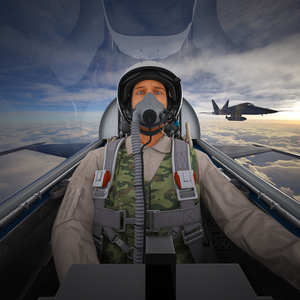 HESA Saeqeh Fighter Jet Blue with Pilot in Flight 3D model