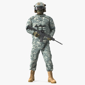 3D Soldier in Grey Tactical Gear with Goggles Standing