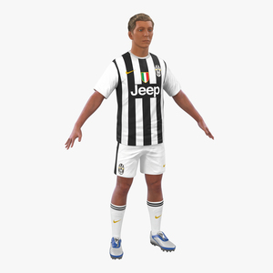 Soccer Player Juventus with Hair 3D