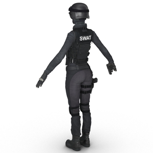 3D SWAT Woman Asian Rigged model