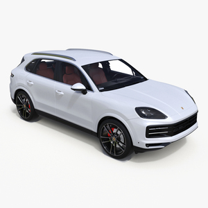 3D Porsche Cayenne Turbo E-Hybrid SUV 2024 White Simplified