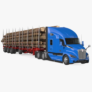 3D Truck With Logging Trailer