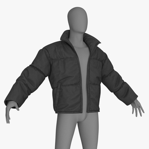 3D model Mens Jacket Oversized Black on Mannequin