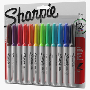 Sharpie Permanent Markers 12 Assorted Colors 3D model
