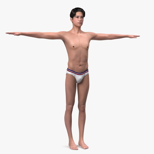 3D Chinese Man Underwear Rigged model