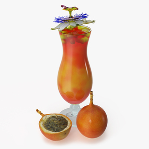 3D Cocktail Garnished with Passion Fruit and Passion Flower