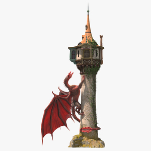 Fantastic Dragon and Rapunzel Castle Tower 3D