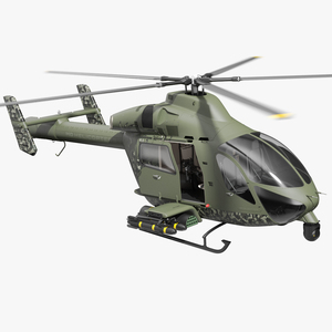 3D model MD 969 Twin Attack Helicopter Rigged for Cinema 4D