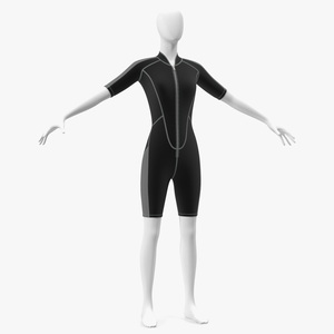 Woman Wetsuit Shorty Version Black 3D model