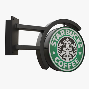 Corner Starbucks Signage Wall Mounted 3D