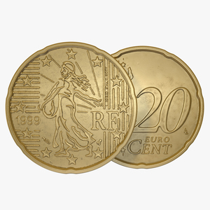 French Euro Coin 20 Cent 3D model