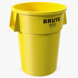 Rubbermaid Commercial Brute Vented Trash Yellow 3D