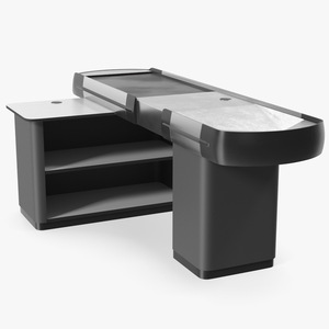 Ergonomic Small Checkout Counter Grey Rigged 3D model