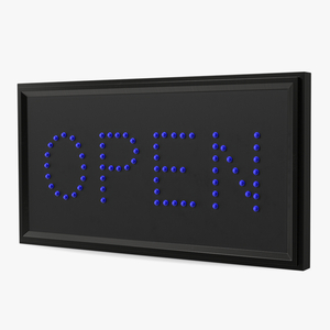 Traditional Rectangle Blue LED Neon Sign Open OFF 3D model