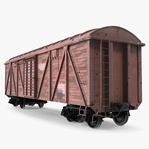 3D model Worn Cargo Wagon Red