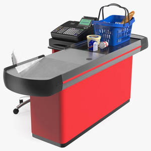 3D Supermarket Checkout Red with Products model