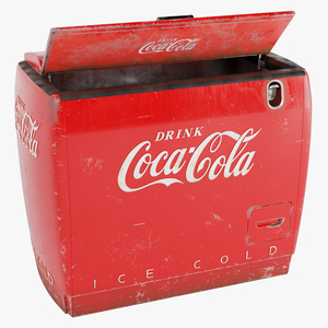 3D Old Refrigerator with Coca Cola Inside model