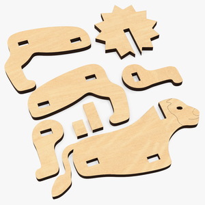 Disassembled 3d Wooden Puzzle 3D model