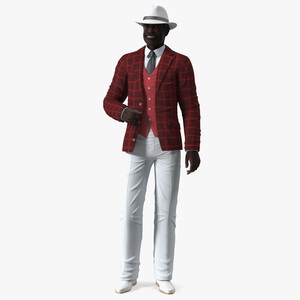 3D Afro American Grandpa Party Outfit Standing model