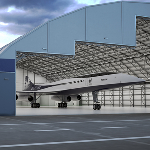 Overture Supersonic Jet Aircraft in Hangar 3D